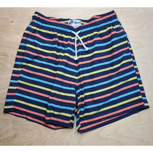 Trunks Surf & Swim Co Men's Medium Striped Lined Drawstring Pockets Swim Shorts